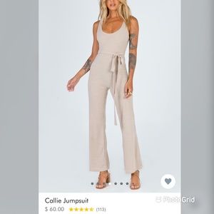 Belted Jumpsuit in Beige color by Princess Polly Boutique